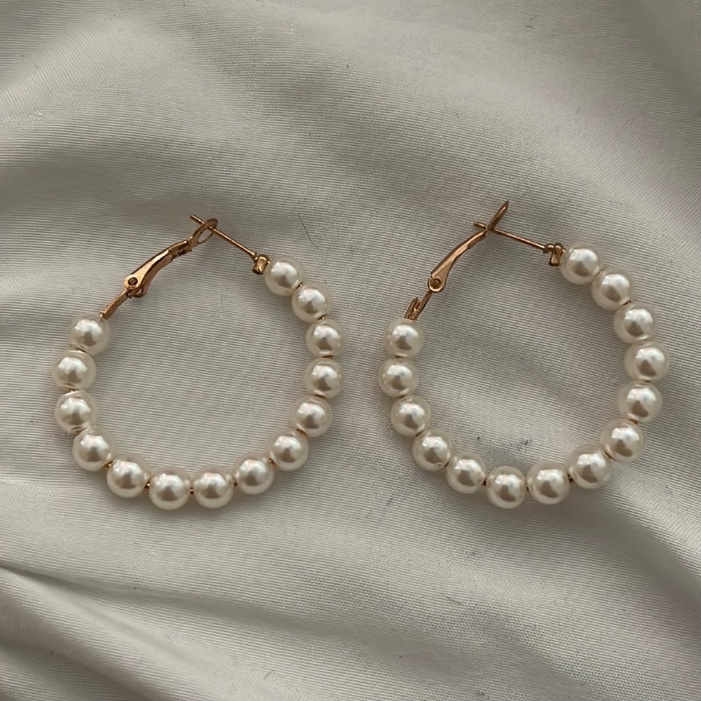 pearl hoop earrings